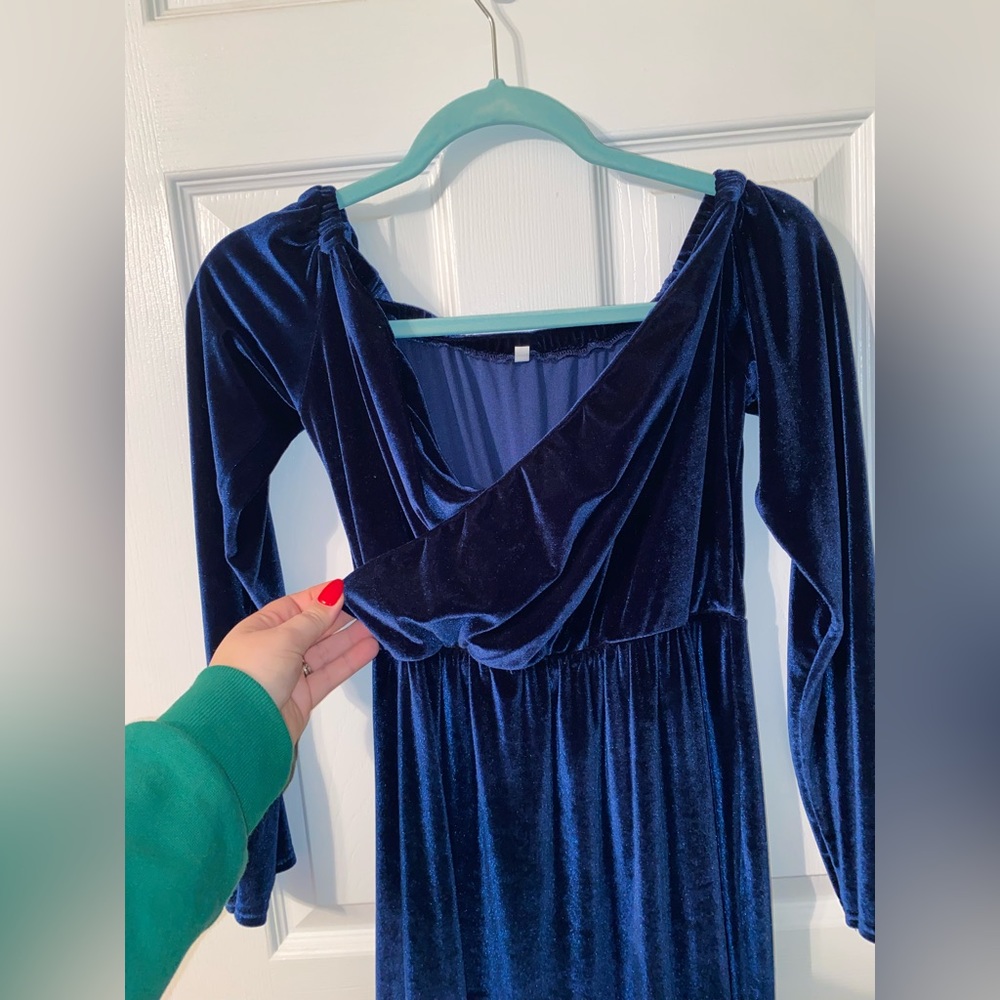 Blue velvet dress